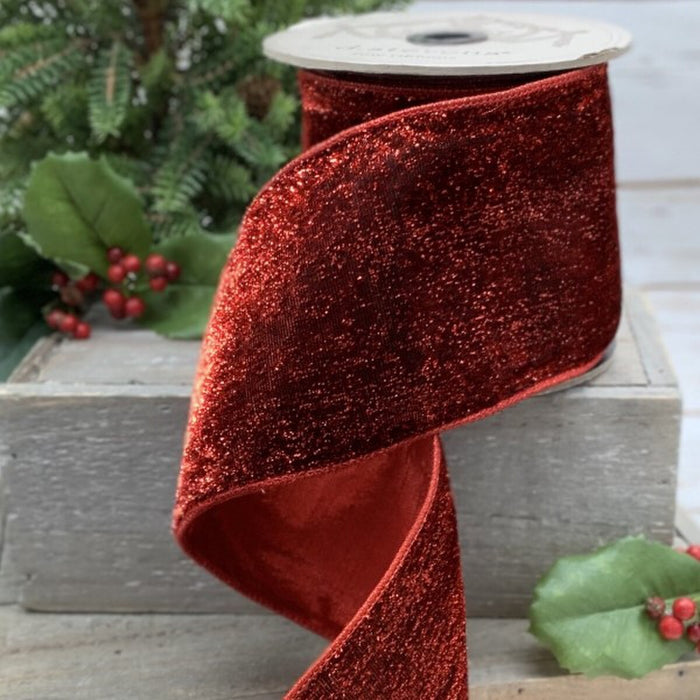 DS05-0157 (00498) - Metallic Velvet, Red 4"X10Yd