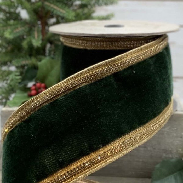 DS05-0240 (30894) - Velvet Louis Trim, Green/Gold 4"X5Yd