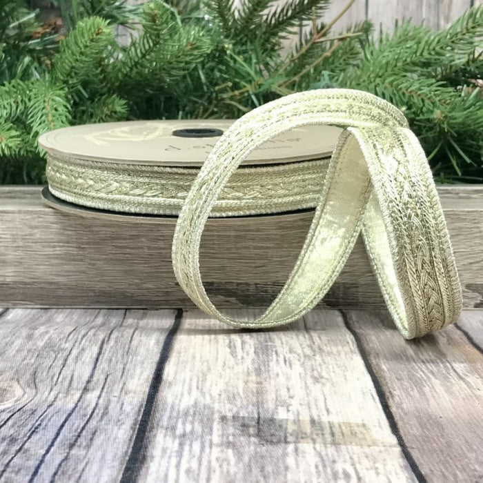 DS05-0934 (00368) - Metallic Dupion Braid Trim, 3/4"X10Yd Platinum