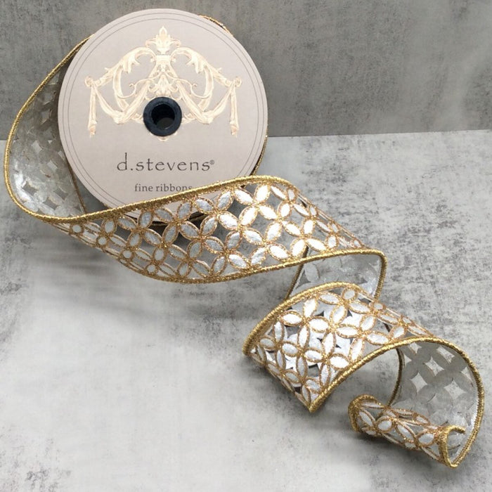 DS05-1277 (00366) - Metallic Floral, 2.5"X10Yd Silver/Gold