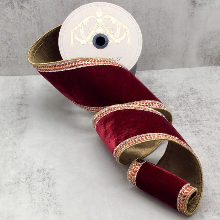 DS05-1314 (32124) - Velvet Jeweled Edge, Ruby 4"X10Yd