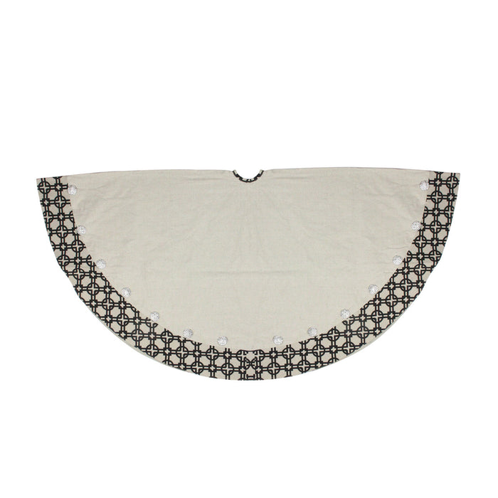XA0374-BK/BE (20114) - Rhinestone Tree Skirt Black/Beige 54"