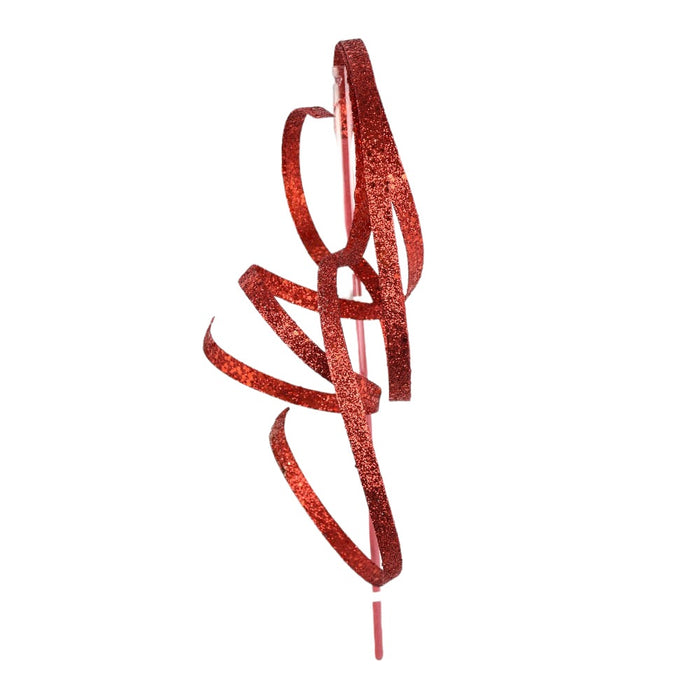 101192 (4017) - Glitter Spiral Ribbon Spray Red 25"