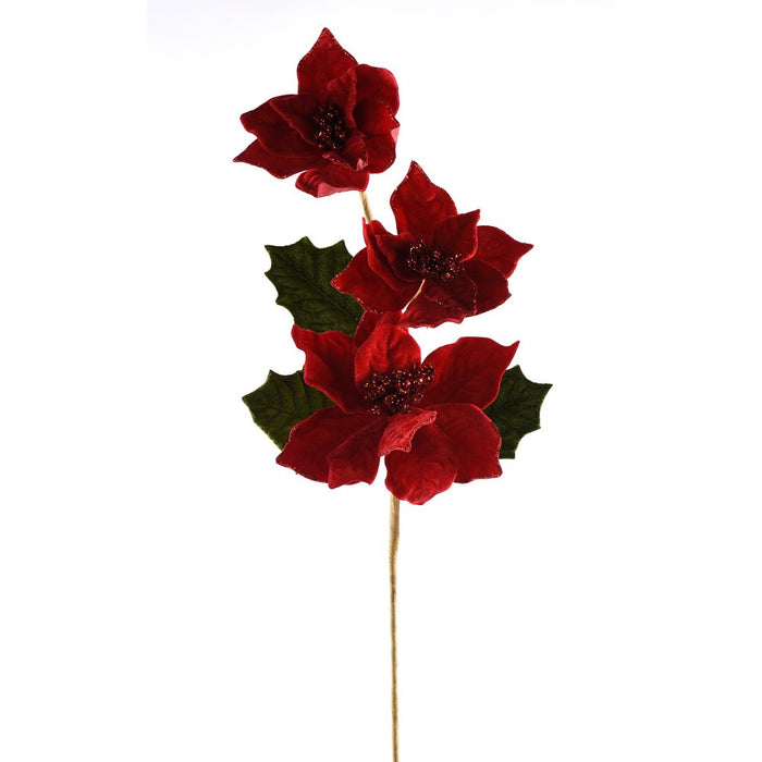 127995 (32239) - Velvet Poinsettia Spray Red 23"