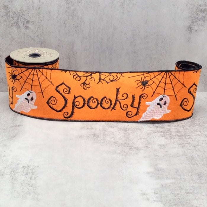 DS18-4403 (31970) - Felt Spooky Ghosts Spider Webs Or 4"X5Yd