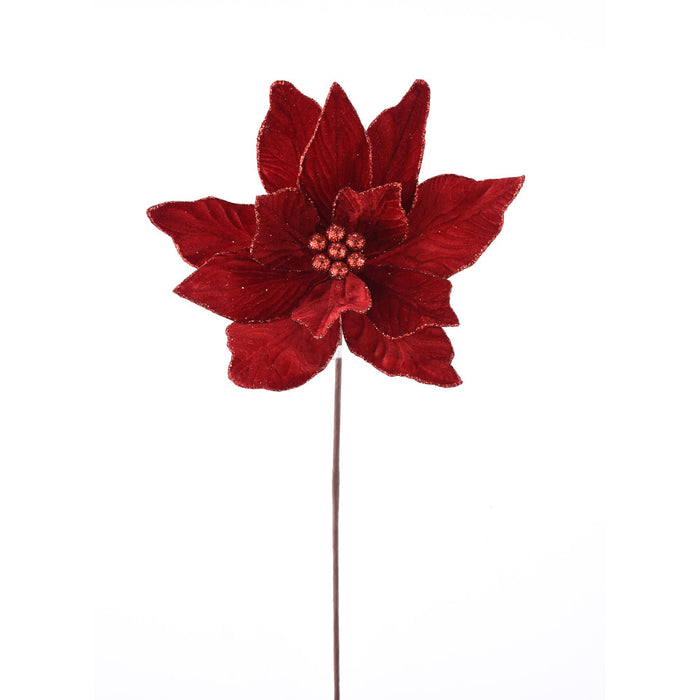 187141 (4021) - Velvet Poinsettia Spray Deep Red 22"