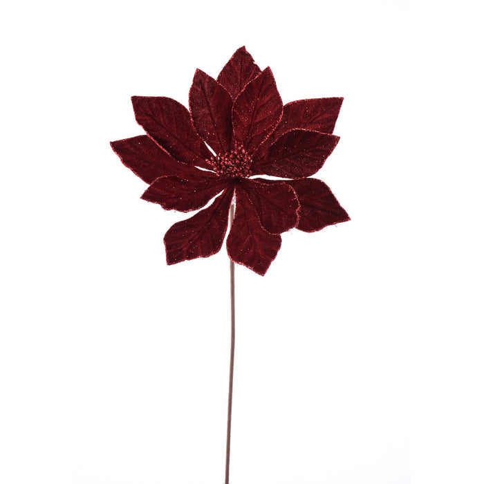 187501 (4022) - Velvet Poinsettia Stem Burgundy 22"