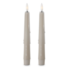 19642A-TP (11416) - Drip LED Taper Candle W/Timers 8" Set/2 Taupe