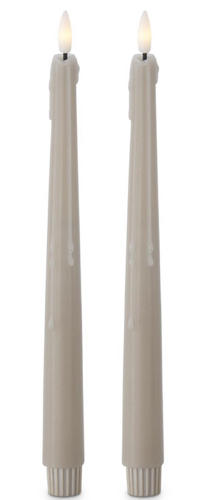19642B-TP (11417) - Drip LED Taper Candle W/Timers 11.5" Set/2 Taupe