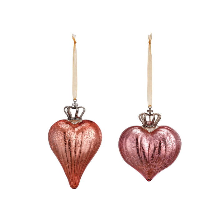 2020170035 (26374) - Crowned Heart Ornaments 2 Assorted Pink