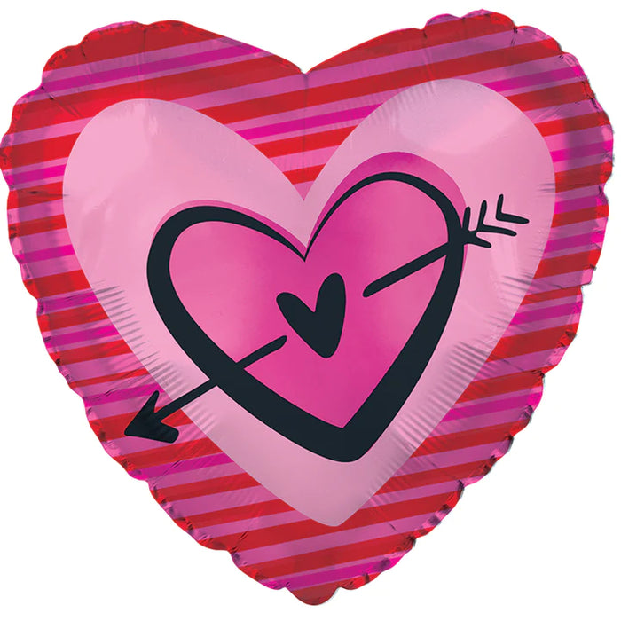 214278 (31937) - Mylar Arrow In Pink Heart 17"