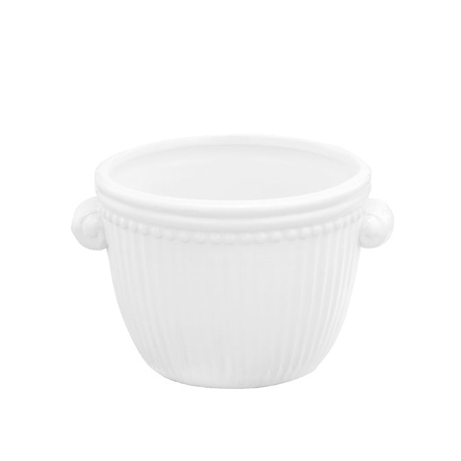 21760 (29484) - Small White Ribbed Pot 4.75"