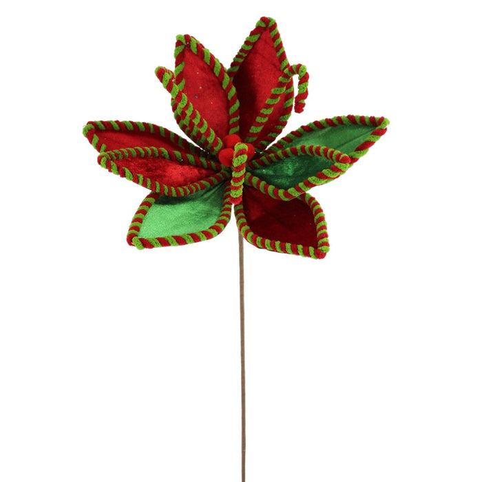 218946 (4027) - Poinsettia Stem Red/Green 22"