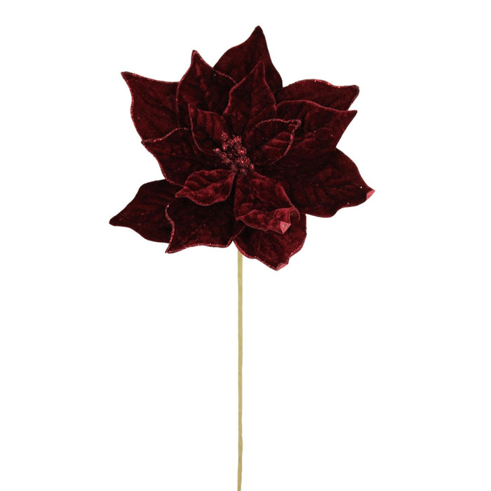 233925 (11386) - Velvet Poinsettia Stem 20" Burgundy
