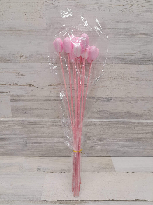 225/PK (24410) - Solid Glitter Heart 40Mm Pink