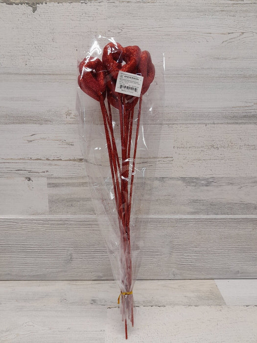 227/R (24412) - Open Glitter Heart 55Mm Red