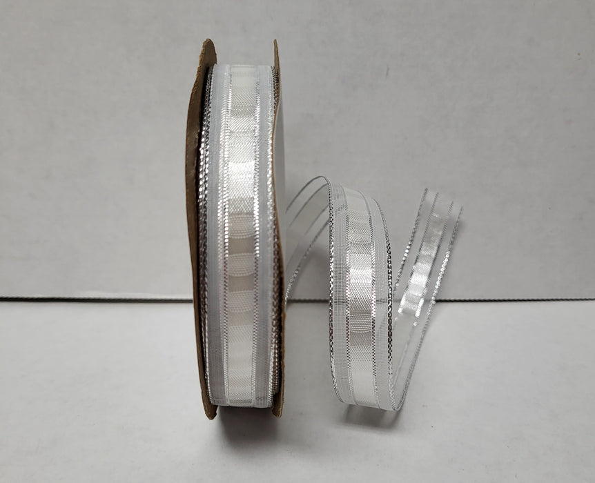 353530 (10223) - Corsage Ilissa - 5/8" x 25yd - White/Silver