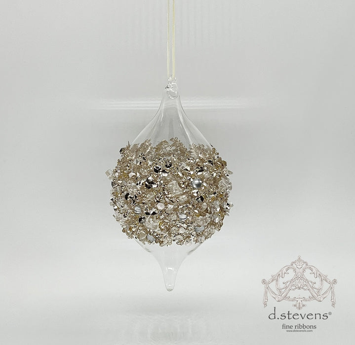 DS38-1783 (00378) - Glass Gold Bead Encrusted Finial, 120mm Clear