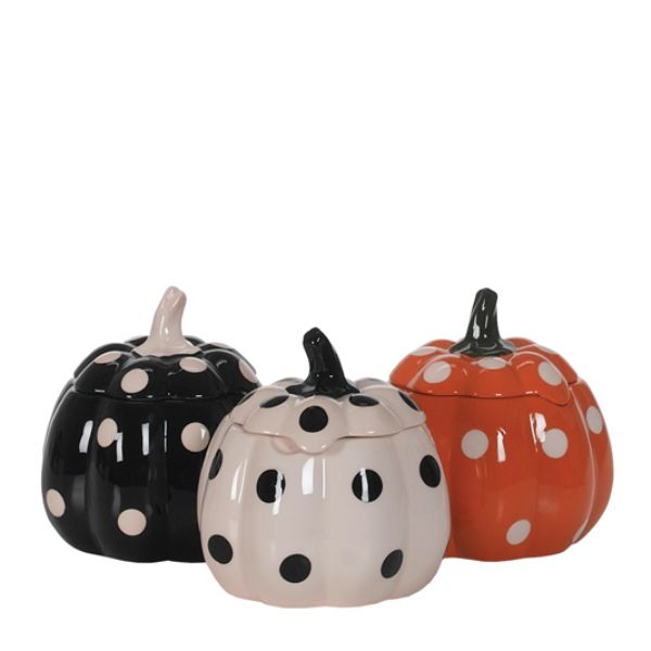 4-506PTR/1PM (20268) - Polka Dot Pumpkin Planter 5.5", 3 Assorted