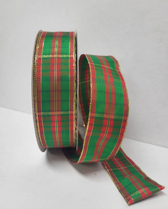 400805 (30777) - W.Watson Plaid Red/Gr 1.5"X25Yd