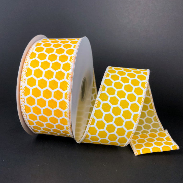41259-09-49 (32250) - Satin Honeycomb - 1.5" x 10yd - Yellow/White