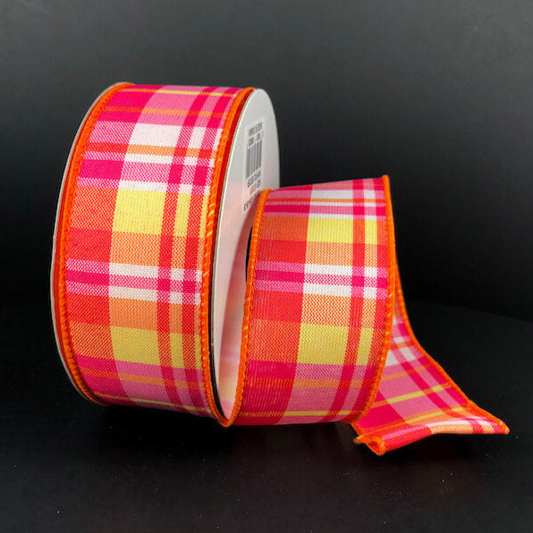 41354-09-28 (32254) - Toni Plaid - 1.5" x 10yd - Pink/Orange/Yellow/White