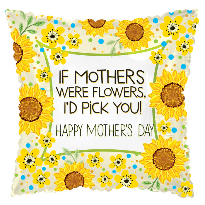 414103 (40012) - Mylar Happy Mother's Day Sunflowers Square 17"