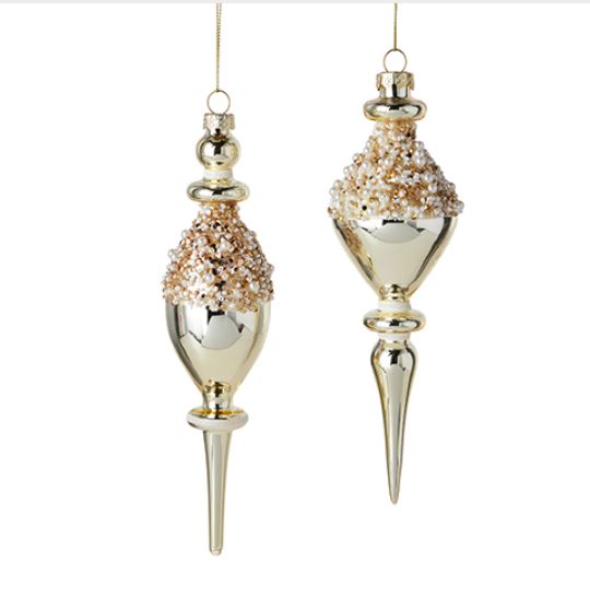 4220851 (30641) - Pearl Beaded Finial Ornament 9"