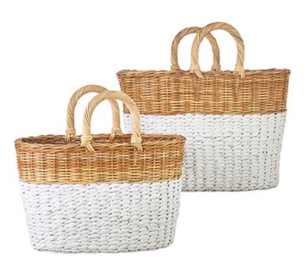 4221018+ (30737) - 16" Two-Toned Handle Basket Small, 16" x 10" x 14.75"