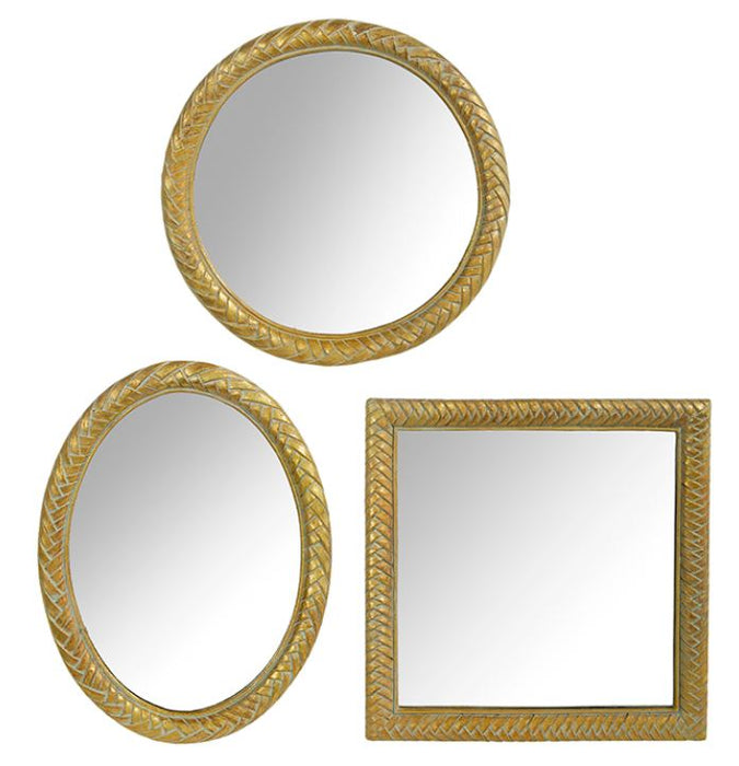 4311063 (30726) - Woven Edge Gold Mirror 9.75"