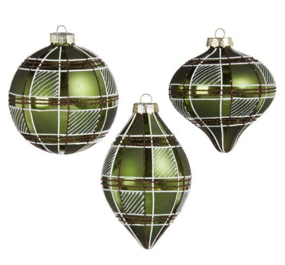 4312508 (31078) - Green Plaid Ornament 4"