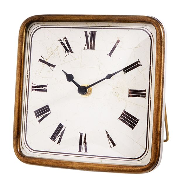 4327915 (30689) - Antique Gold Square Clock 6.25"