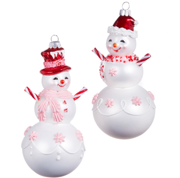 4352876 (32081) - Peppermint Snowman Ornament 6.25" (Asst 2)