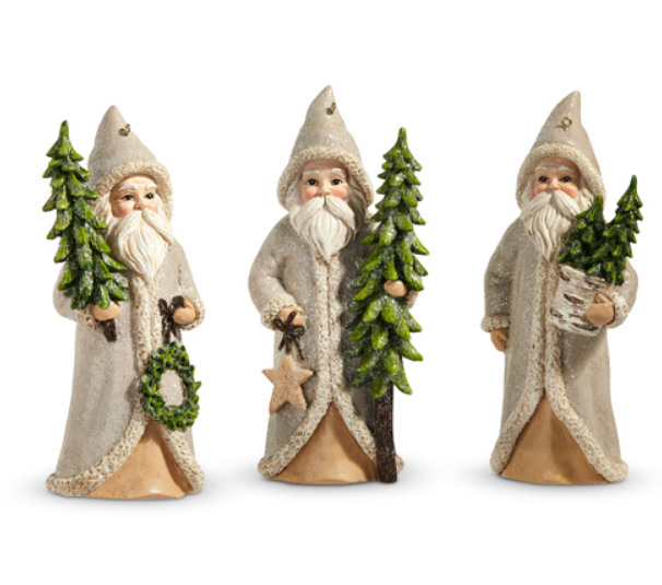 4407003 (32064) - Natural Santa W/ Tree Ornament 5.75"