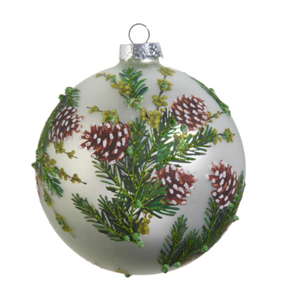 4424563 (32100) - Evergreen/Pinecone Ball Ornament Green 5"