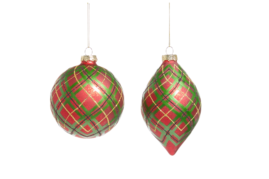 4524976 (11474) - Plaid Ornament 4" Red/Green