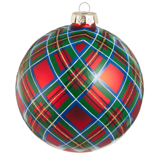4624800 (11494) - Plaid Ball Ornament 5" Red/Blue/Green