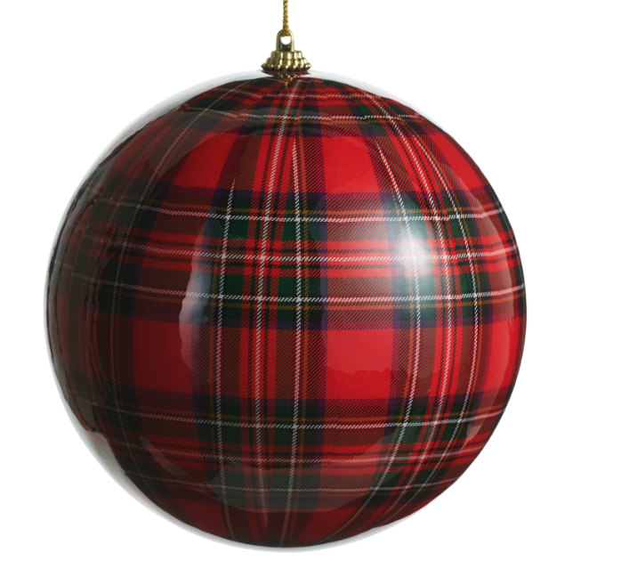 4632843 (11502) - Plaid Ball Ornament 6" Red