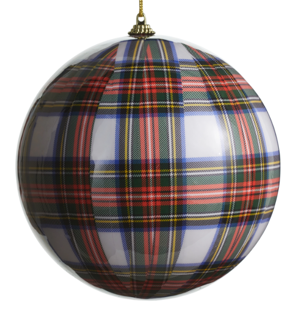 4632844 (11503) - Plaid Ball Ornament 6" White