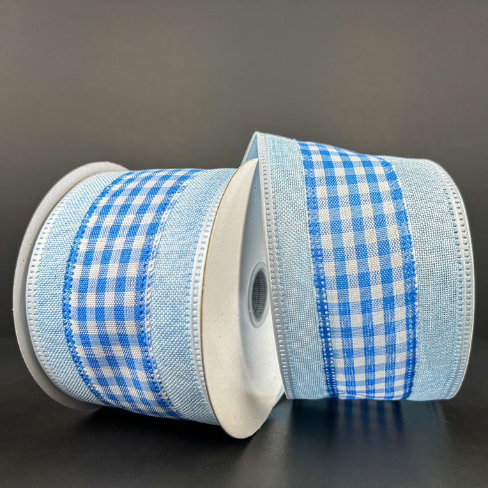 46417-40-04 (32264) - Linen Gingham - 2.5" x 10yd - Light Blue/White