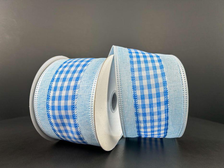 46417-40-04 (32264) - Linen Gingham Lt Blu/Wht 2.5"X10Yd