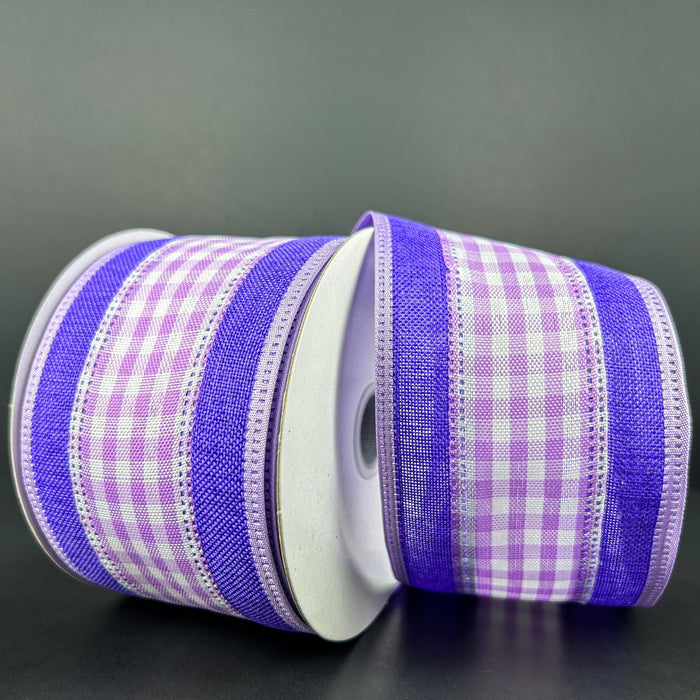 46417-40-30 (32265) - Linen Gingham - 2.5" x 10yd - Lavender/White