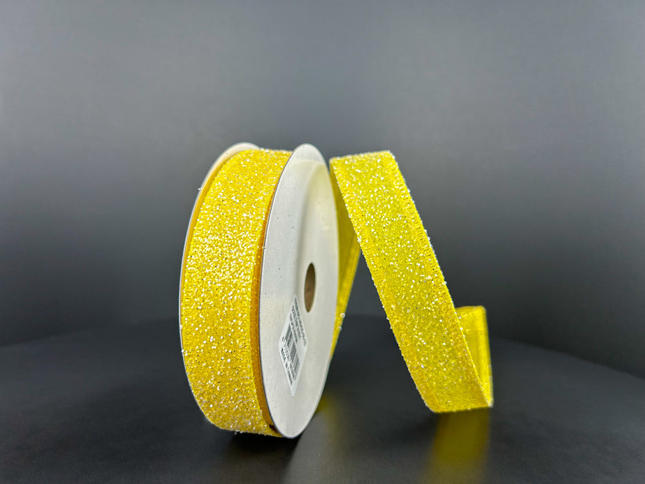 46420-05-22 (32045) - Candy Glittered Satin Yellow 7/8"X10Yd