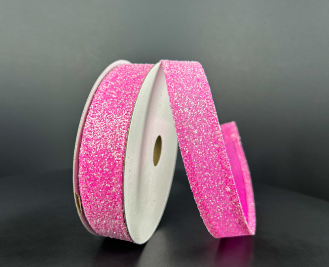 46420-05-28 (00155) - Candy Glittered Satin Pink 7/8"X10Yd