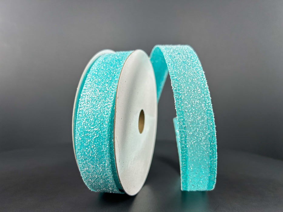 46420-05-45 (32044) - Candy Glittered Satin Aqua 7/8"X10Yd