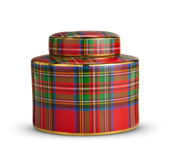 4651090 (11504) - Tartan Plaid Decorative Jar 8"