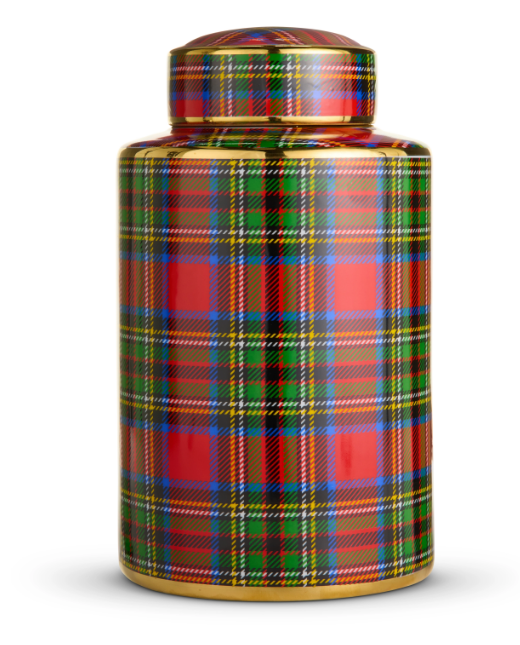 4651091 (11505) - Tartan Plaid Decorative Jar 12"