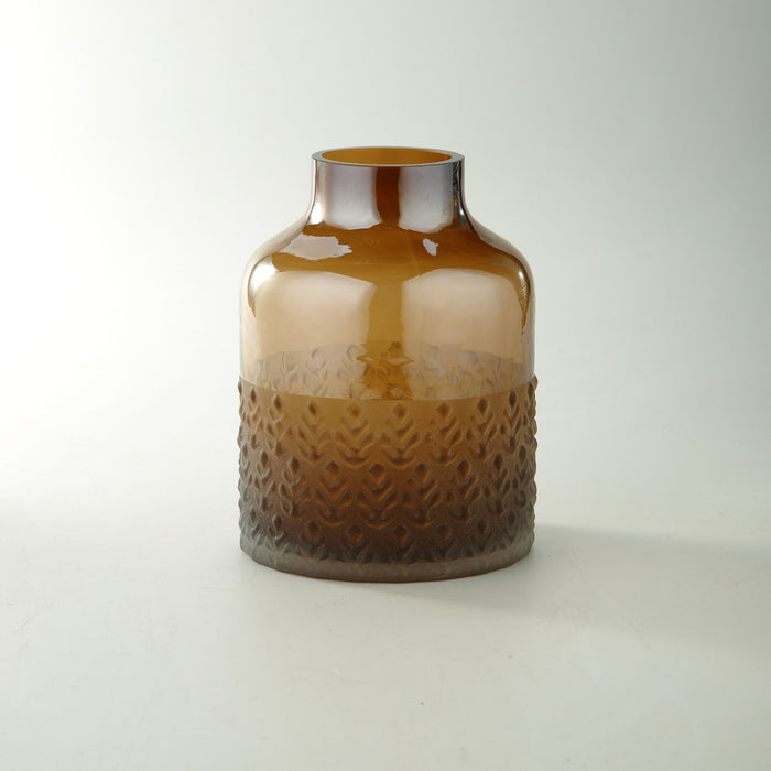 46612 (28826) - Brown Glass Vase, 8" x 6.5"
