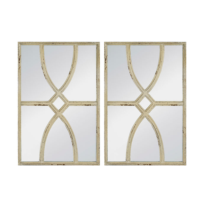 49061-WHT-DS (28951) - Wall Mirror Wht Fir Wood Set/2