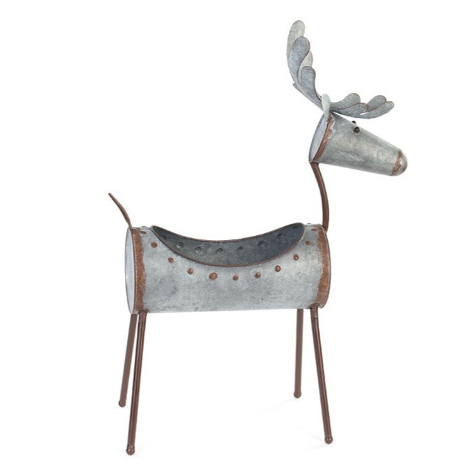 51268 (28773) - Galvanized Deer Planter 10"X6"